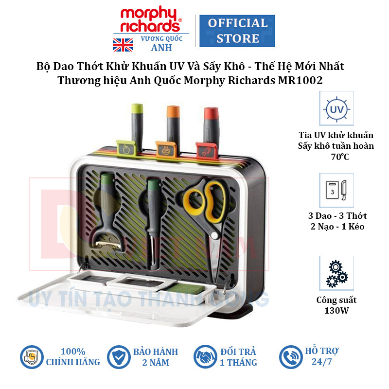 Bộ dao thớt khử khuẩn uv và sấy khô morphy richards mr1002 thế hệ thứ 3 - hàng chính hãng
