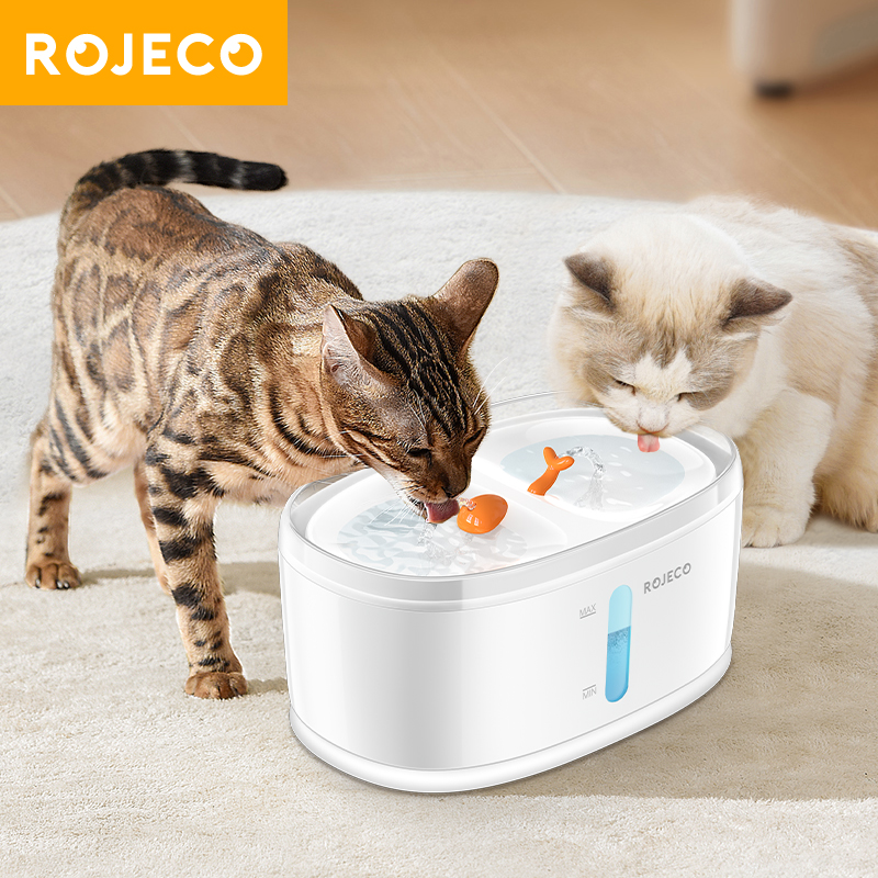 ROJECO 2.5L Dual-Pet Water Fountain Automatic Pet Water Dispenser Filter Accessories Auto Drinker For Cats Drinking Fountain