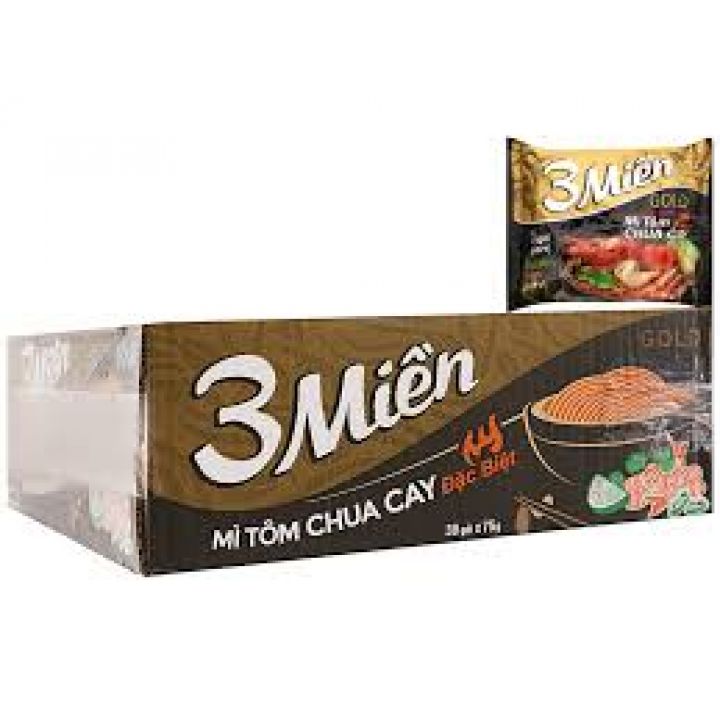 Thùng 30 gói mì tôm 3 miền- mì chua cay đặc biệt 75G