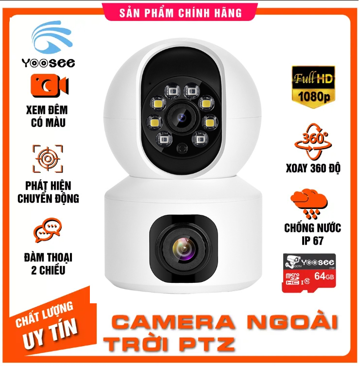 Camera 2 măt camera 2camindoor xoay camera yoosee camera wifi 5.0Mpx full Hd . xoay quét toàn bộ các góc trong căn nhà của bạn