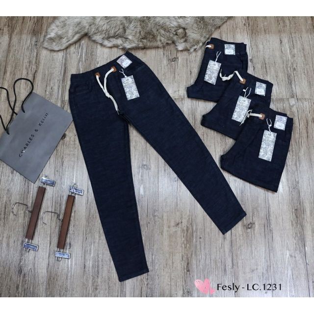 Quần Jeans Nữ Cạp Chun Tím Than [ Ảnh Thật ]