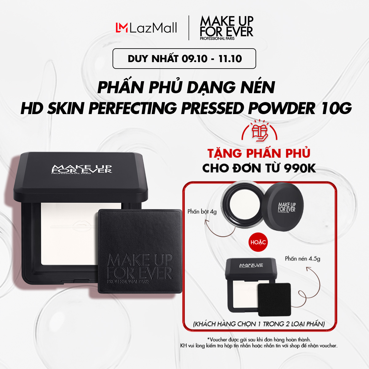 MỚI - Phấn Phủ Dạng Nén Hoàn Thiện HD SKIN PERFECTING PRESSED POWDER 10g - MAKE UP FOR EVER