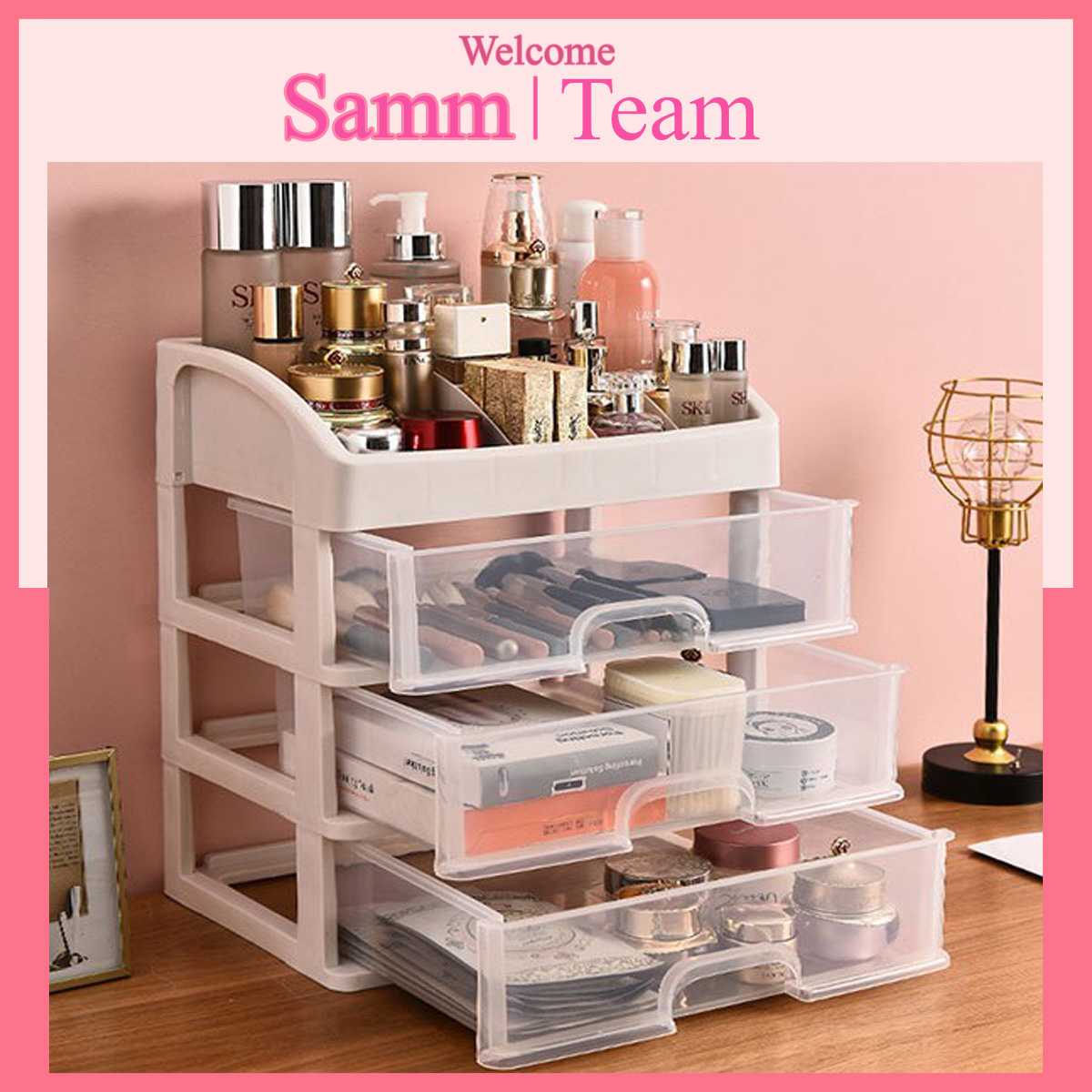 Kệ nhựa đựng đồ trang điểm 4 tầng cao cấp - Kệ tủ đựng mỹ phẩm,để son đồ trang điểm mini trong suốt 4 tầng kiểu dáng sang trọng