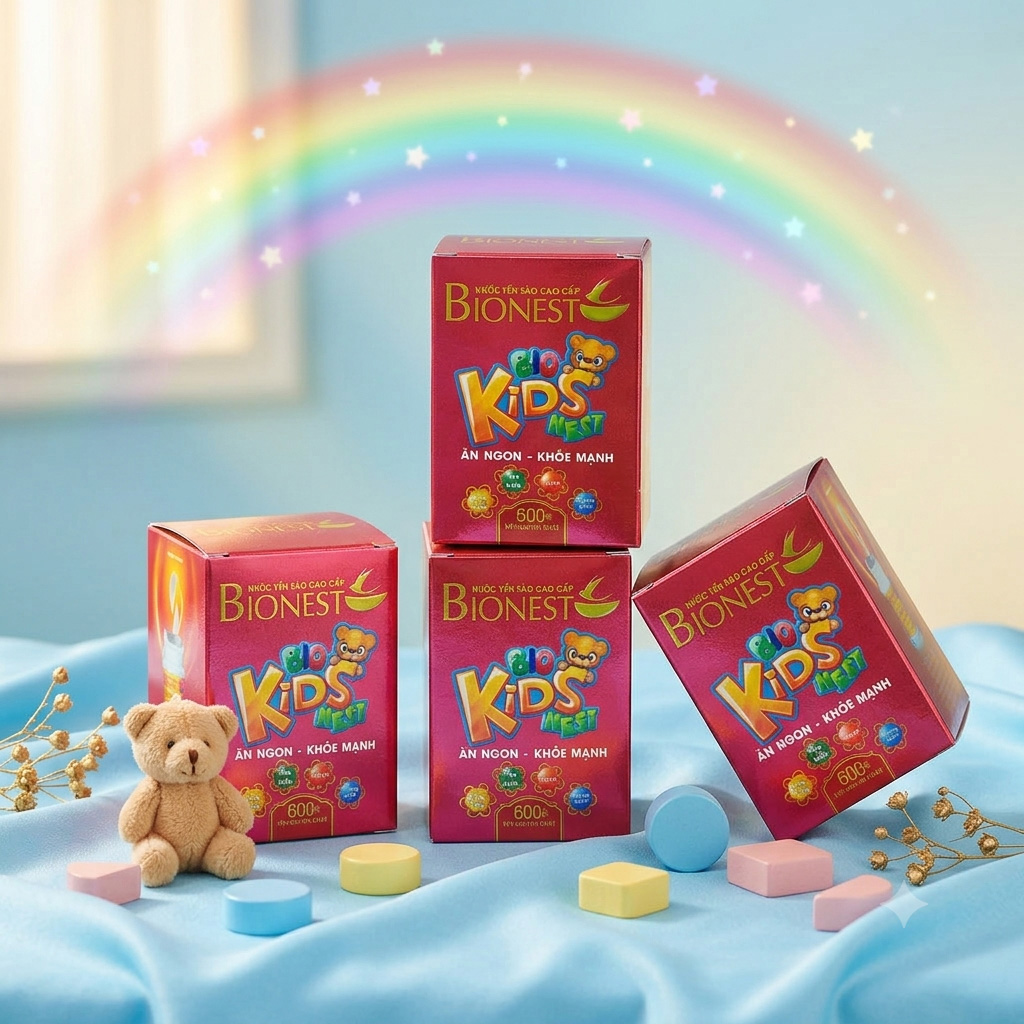 [HCMCombo 4 lọ Yến Bionest kid thượng hạng 600 mg yến khô nguyên chất dành cho trẻ em- 4 lọ