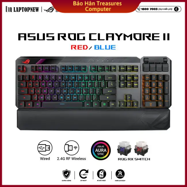 Bàn phím cơ gaming asus rog claymore ii - hàng chính hãng