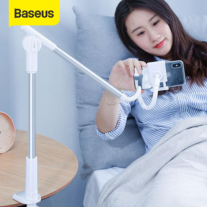 Baseus Giá Đỡ Điện Thoại Lười Tay Dài Linh Hoạt Xoay 360 Kẹp Máy Tính Bảng Giường Để Bàn Có Thể Điều Chỉnh Giá Đỡ Điện Thoại Di Động Cho iPhone 11 11 Pro Samsung S20 Xiaomi HuaWei Vivo