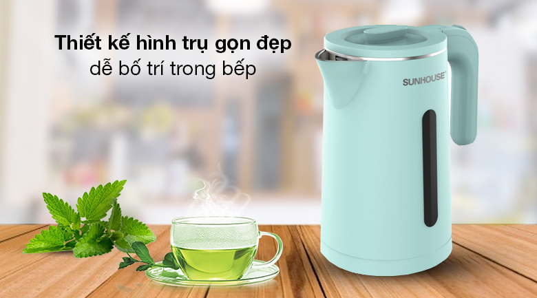 Ấm siêu tốc inox 2 lớp 1.8l sunhouse shd1351