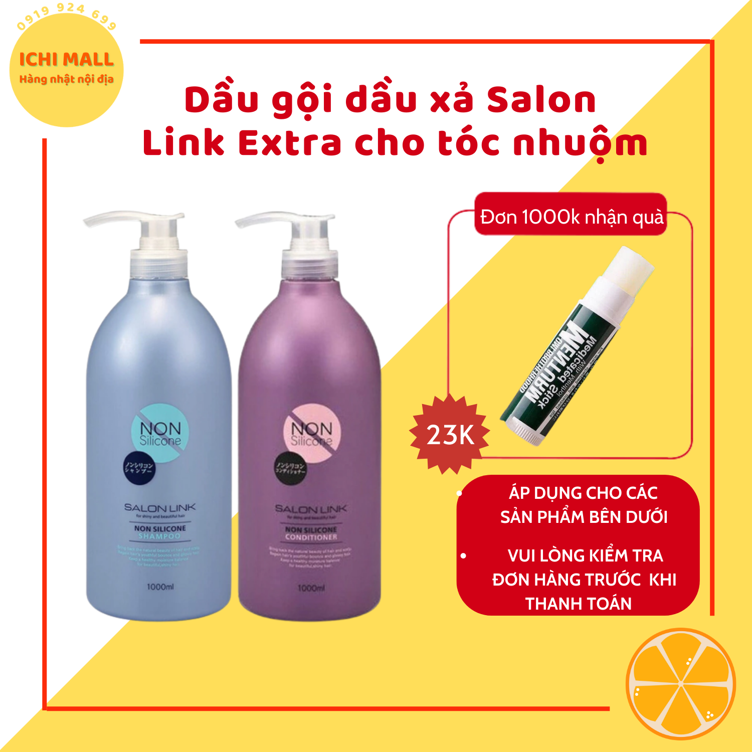 Dầu gội dầu xả Salon Link Extra 1000ML dầu gội cho tóc nhuộm hàng Nhật Maneki
