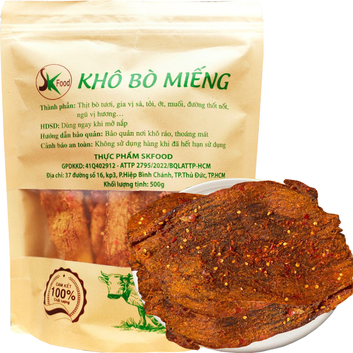 KHÔ BÒ MIẾNG ĐẶC BIỆT CAY VỪA SIÊU NGON 250G HIỆU SK FOOD