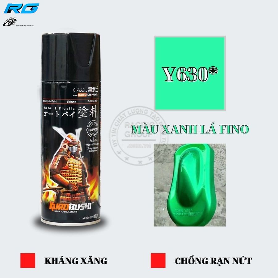Sơn xịt samurai màu xanh lá fino - mã y630*