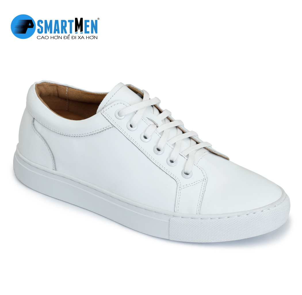 Giày Sneaker Da bò Tăng chiều cao SMARTMEN GD1-06 Trắng