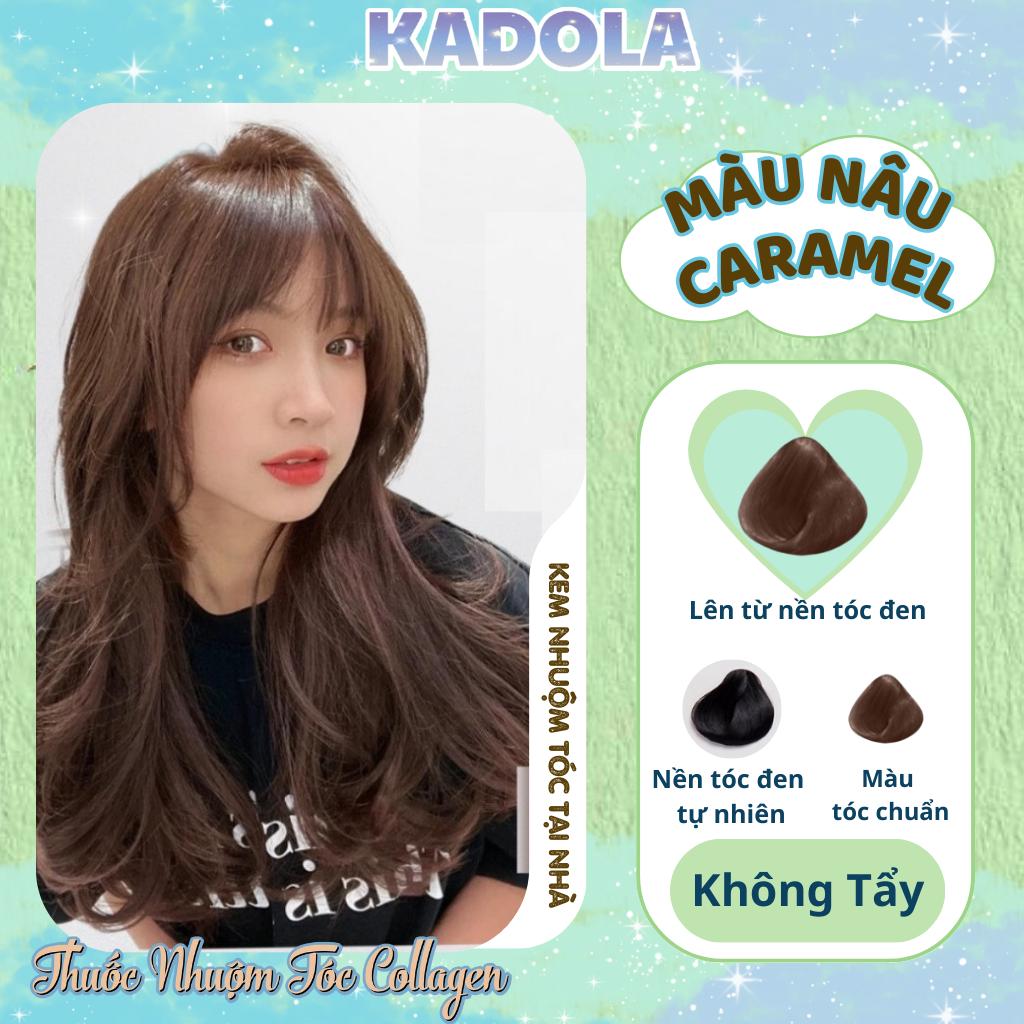 Thuốc nhuộm tóc màu nâu caramel không cần tẩy siêu dưỡng - thuốc nhuộm tóc kadola