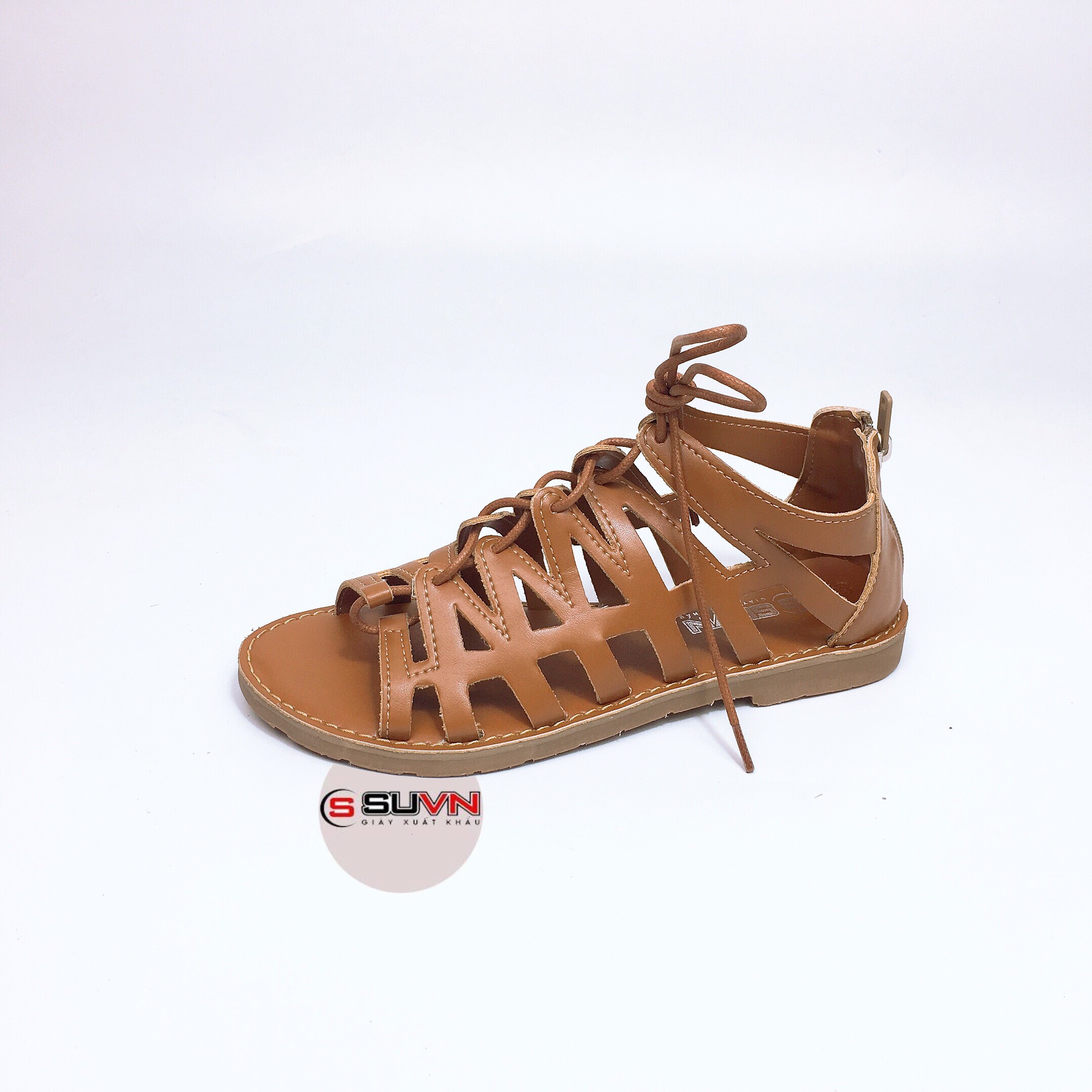 Sandal Chiến Binh Bệt Da thật cao cấp buộc dây khoá sau