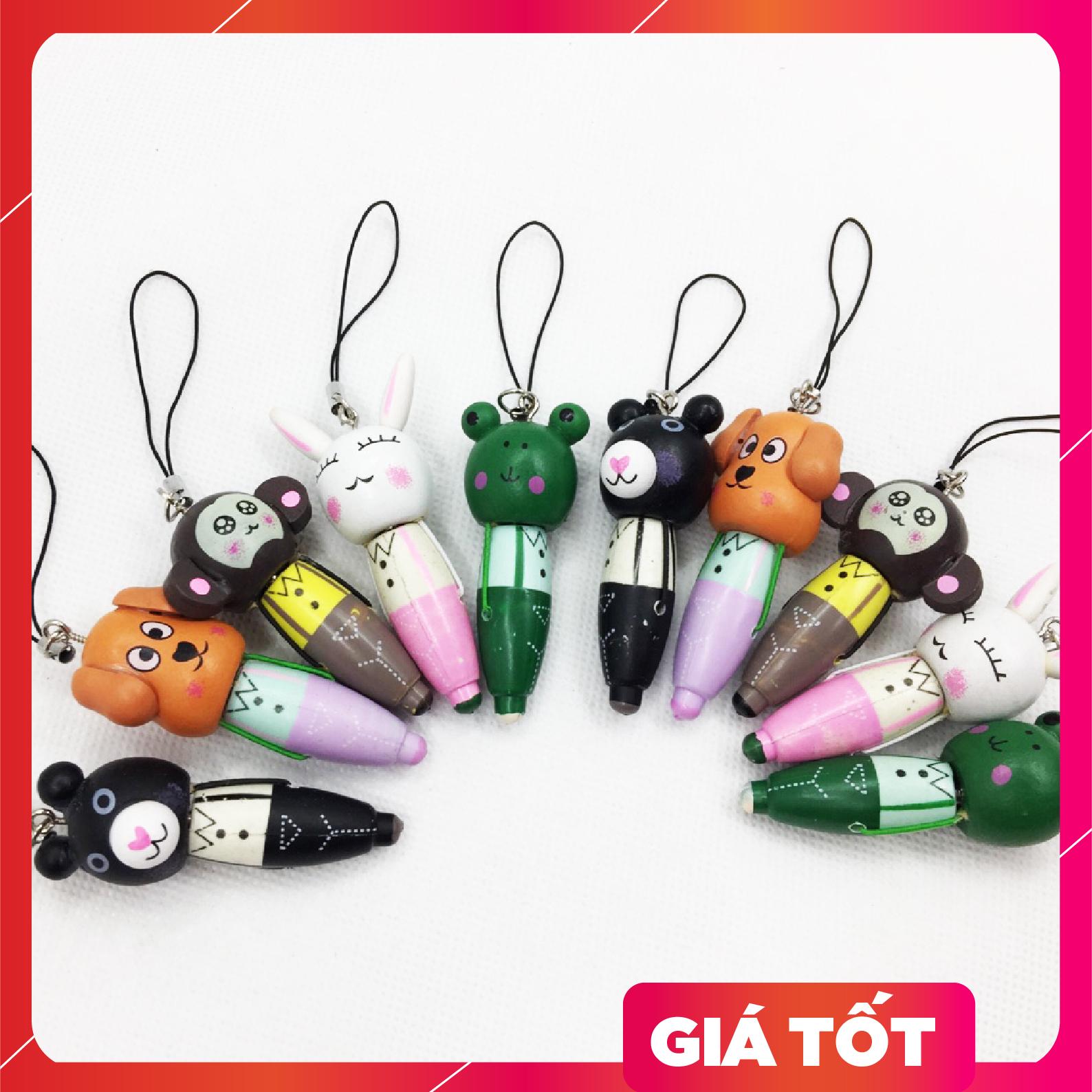 Combo 2 móc treo hình các con vật ngộ nghĩnh bằng gỗ 2 trong 1 (kèm bút bi) - KKstore