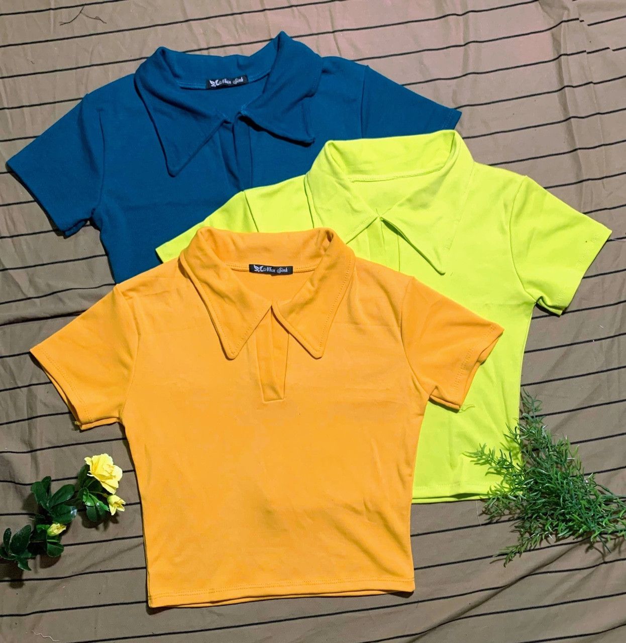 Mẫu mới áo thun cổ bẻ dáng croptop
