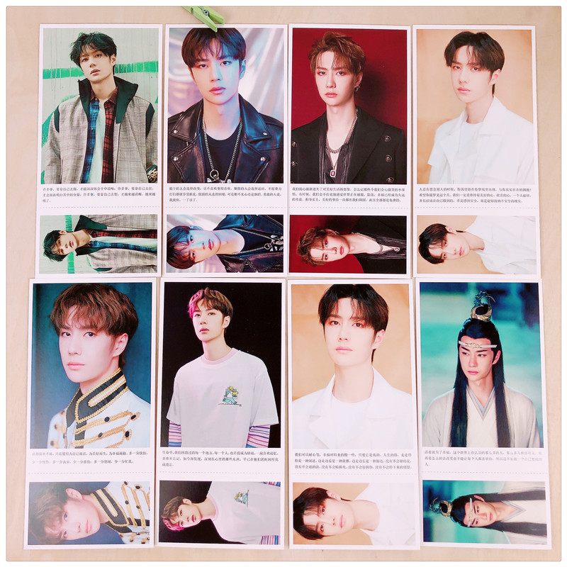 Postcard Vương Nhất Bác 900 hộp ảnh bộ ảnh có dán sticker Vương Nhất Bác
