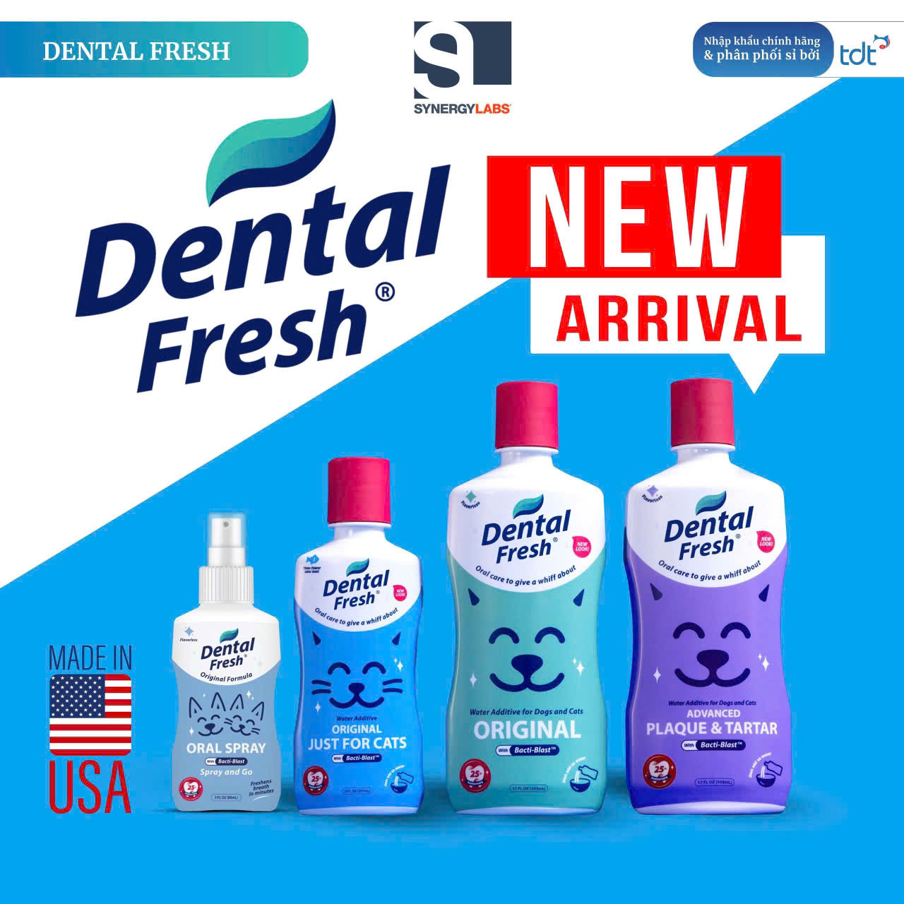 Dung Dịch Uống Hỗ Trợ Giảm Mảng Bám& Ngừa Hôi Miệng Cho Chó Mèo Dental Fresh Synergy Labs 237ml