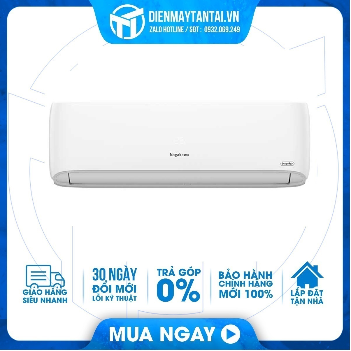 NIS-C18R2H12 - Điều hòa Nagakawa 18000BTU 1 chiều inverter NIS-C18R2H12 , Công nghệ Nano Ag+, Cánh t