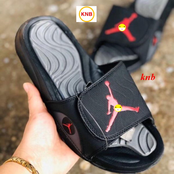 Dép quai ngang nam nữ JD4 ĐEN SÁM LOGO ĐỎ, dép thể thao dành cho cả nam và nữ, mẫu hot 2020