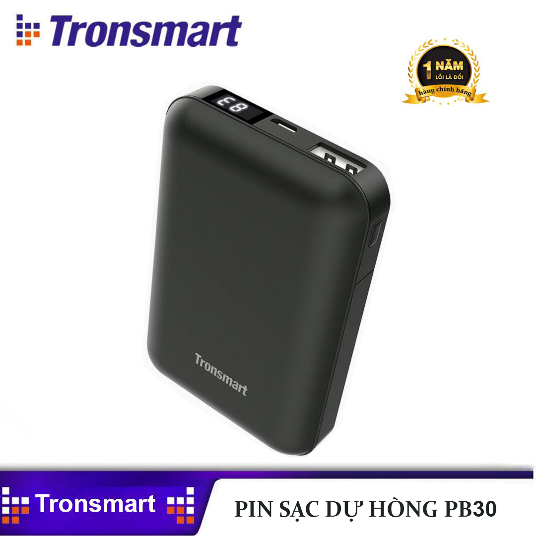 Pin sạc dự phòng mini tronsmart pb10 cỡ nhỏ 10000mah có đèn led chỉ báo dùng cho điện thoại máy tính bảng