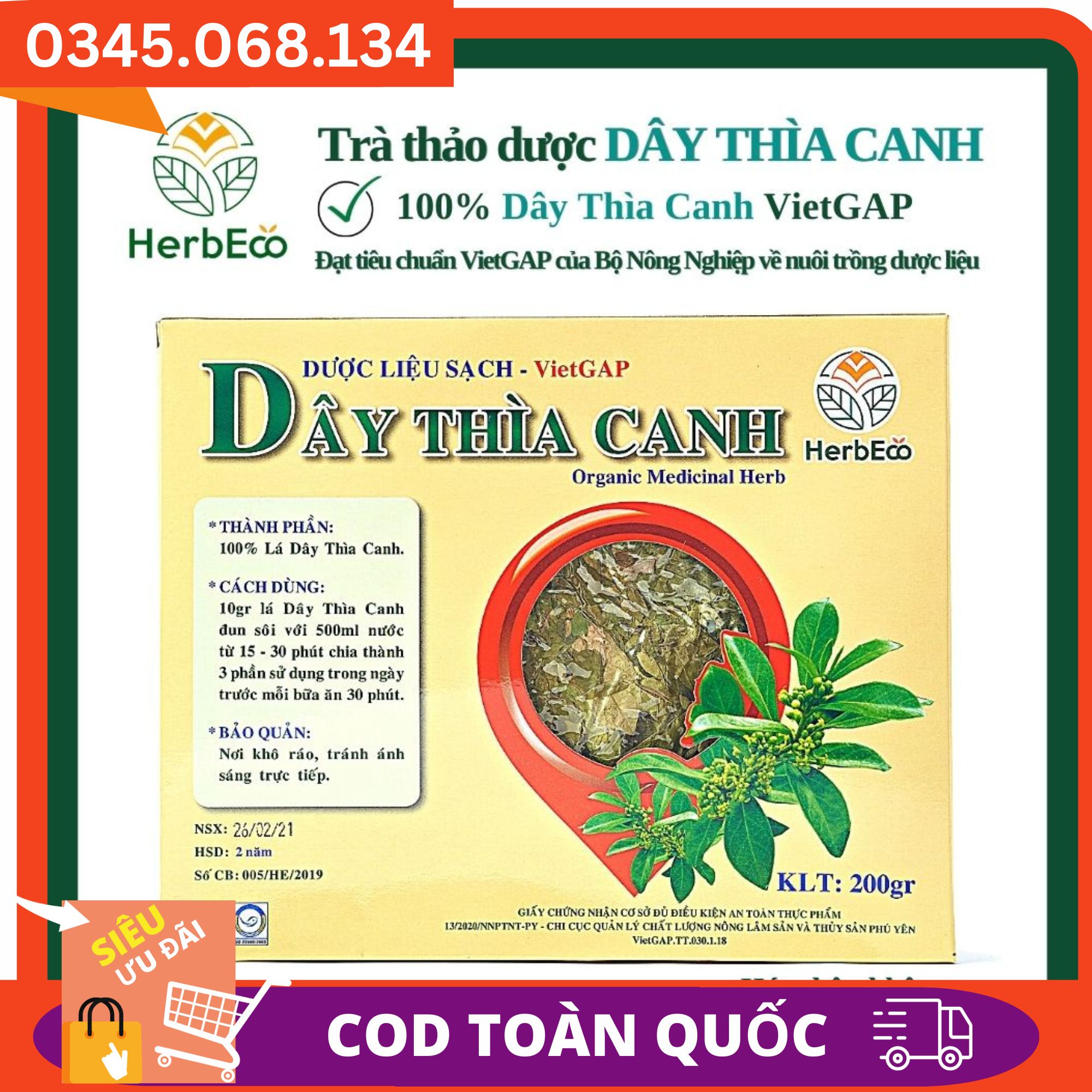 Trà dây thìa canh herbeco. trà thảo mộc dây thìa canh giảm tiểu đường, hba1c, giảm cân