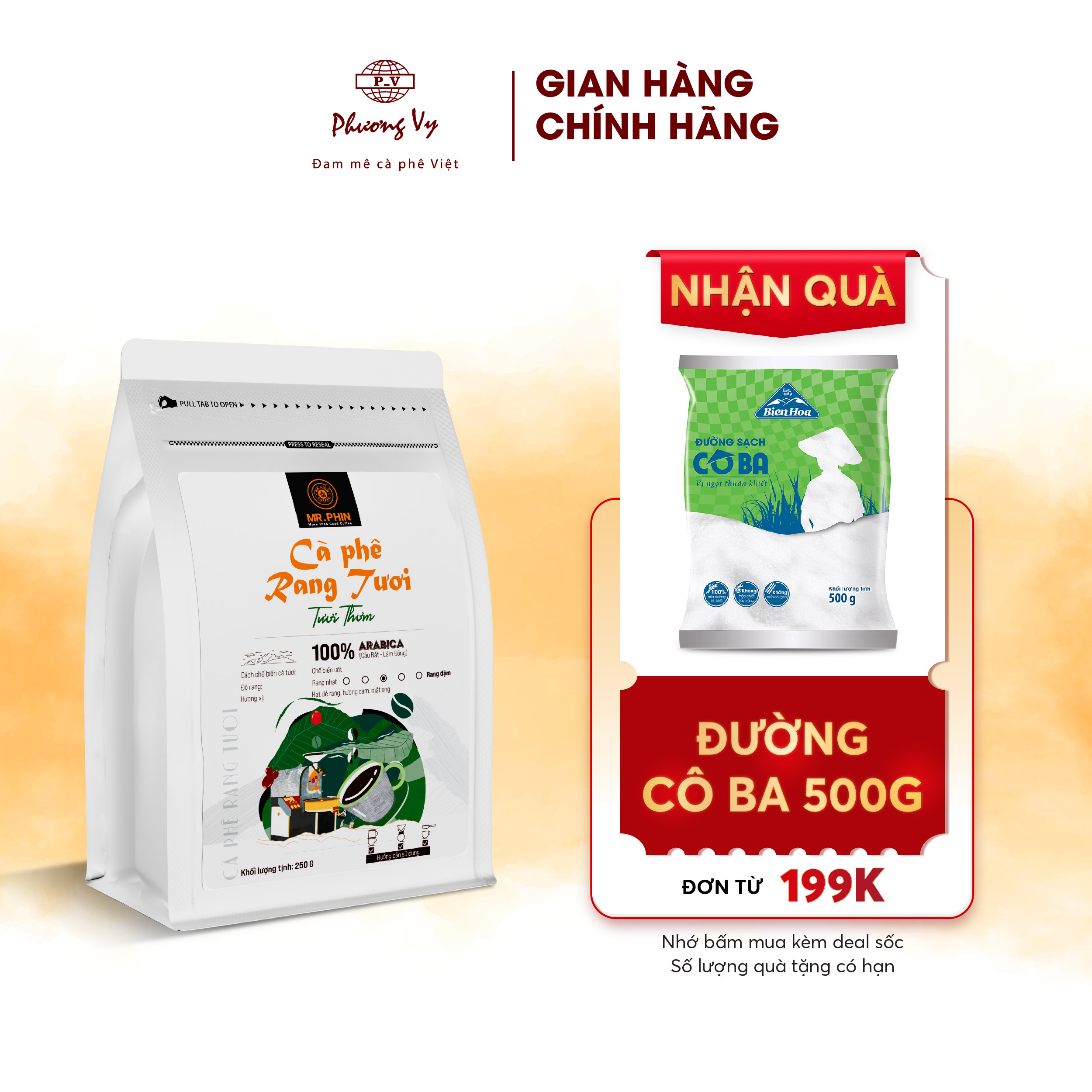 Cà phê nguyên chất tươi thơm 250g, 100% cà phê arabica cầu đất vừa mới rang, mr. phin coffee