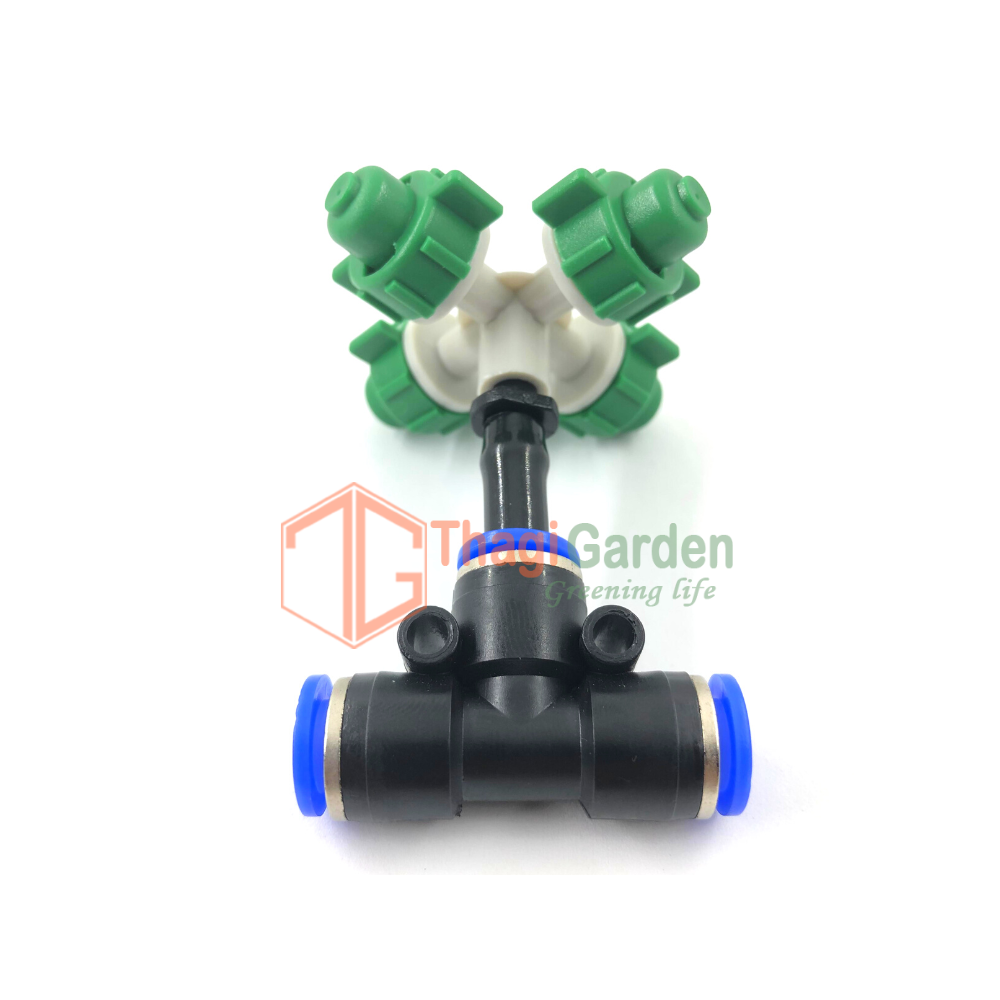 10 Bộ béc phun sương 4 hướng kèm Tê nối ống 10mm