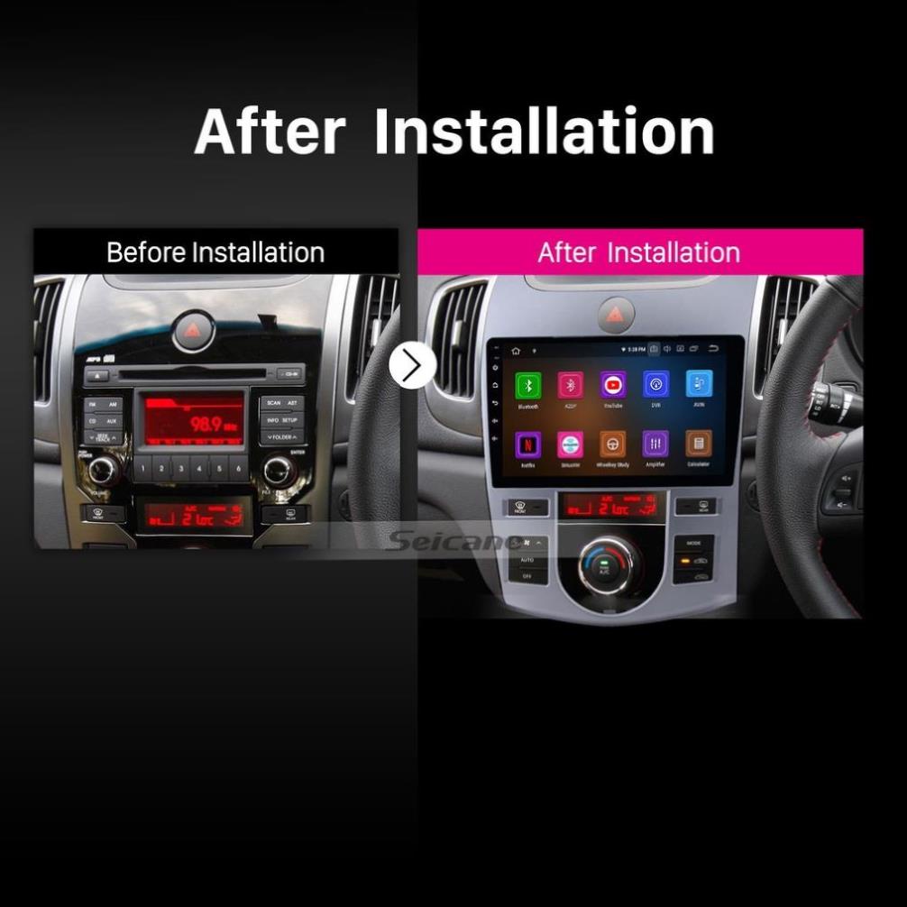 Mặt dưỡng màn hình dvd android 9” 10” kia forte 2008 2009 2010 2011 2012 2013 jack nguồn zin