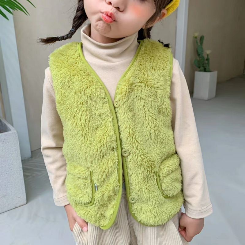Áo khoác Gile Lông cừu không rụng lông quảng châu cho bé 8-22kg