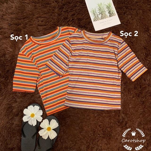 ÁO CROPTOP SỌC - ÁO SỌC - AOS KIỂU NỮ - mua hóa đơn trên 300k được tặng 1 phần quà từ shop CAROTSHOP