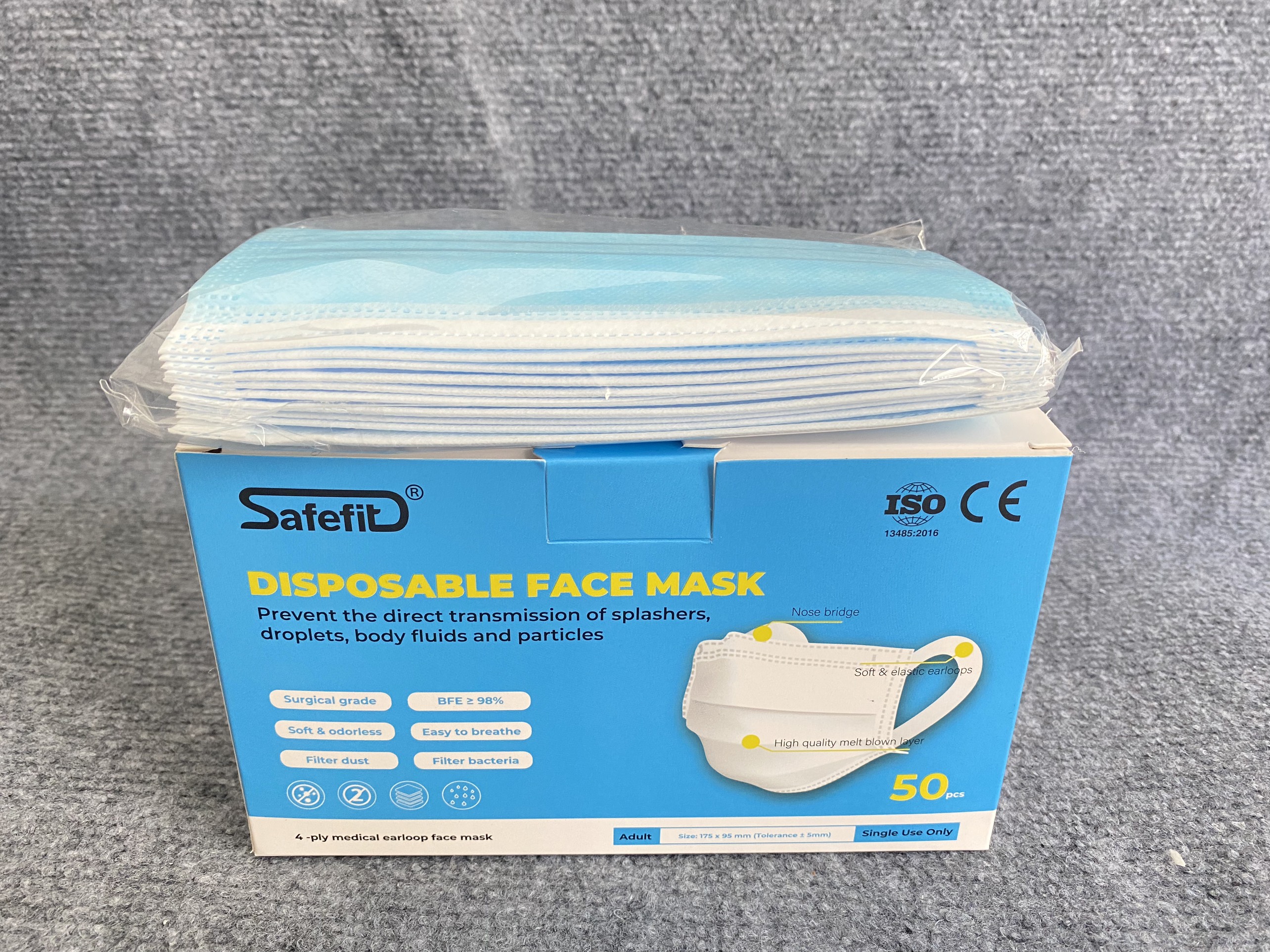 Khẩu trang y tế SafeFit 4 lớp quai đeo không đau tai