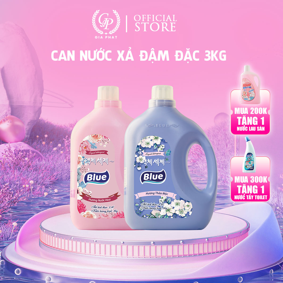 Nước giặt Blue Đậm Đặc Can 3000ML - Hương Thảo Mộc và Nước Hoa - Nước giặt Blue Hàn Quốc - Có Quà tặ