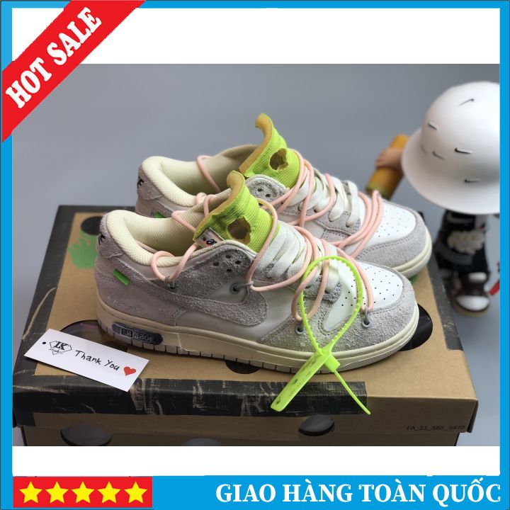 Giày sneaker sb dunk x off white 12/50, giày thể thao nam nữ full phụ kiện