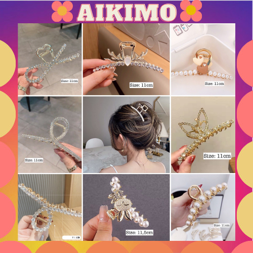 Kẹp tóc Hàn Quốc đính đá cặp tóc càng cua kim loại siêu sang chảnh hottrend Aikimo KD1