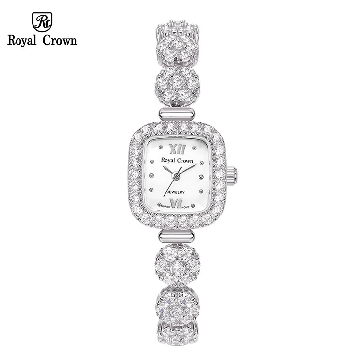 Đồng hồ nữ chính hãng royal crown 1514 jewelry dây kim loại đính đá chống nước chống xước