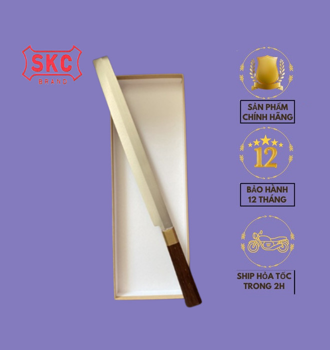 CS003 ,  , dao sashimi , Rèn Từ Thép Nhíp Dập Vân 2 Mặt Cao Cấp - Cán Cẩm Chỉ Khâu Đồng