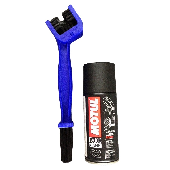 Bộ sản phẩm dưỡng sên motul c2 150ml & bàn chải chà sên 3d