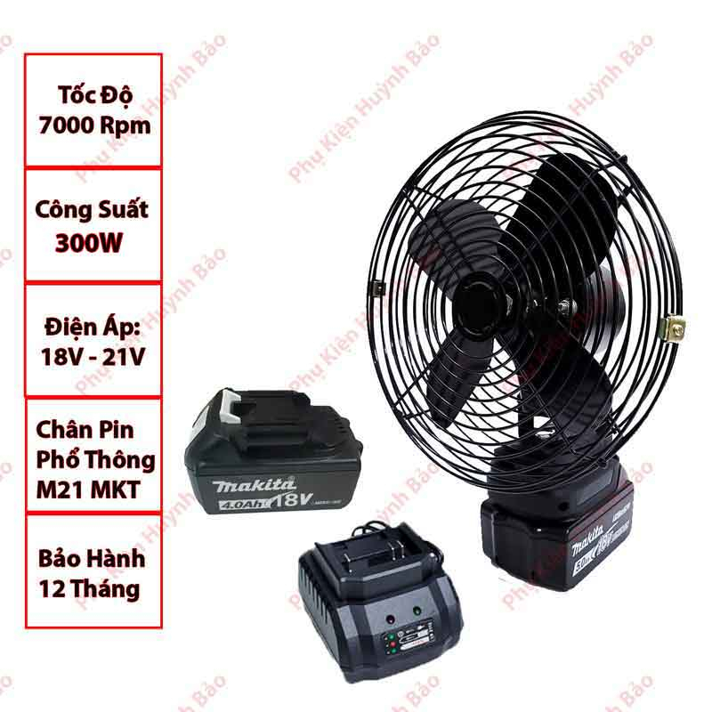Quạt tích điện makita chân pin phổ thông,quạt pin makita 8inch 6 inch sử dụng pin 14,4v - 18v - 21v chân pin m21- kms