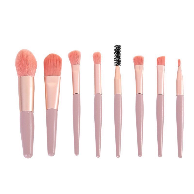 Set 8 cây bộ cọ trang điểm kèm túi Zip với đầu lông cọ mềm mịn HALA0112