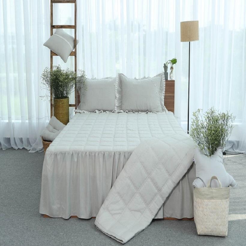 Ga phủ chần bông cotton Deji họa tiết 1 màu Grand
