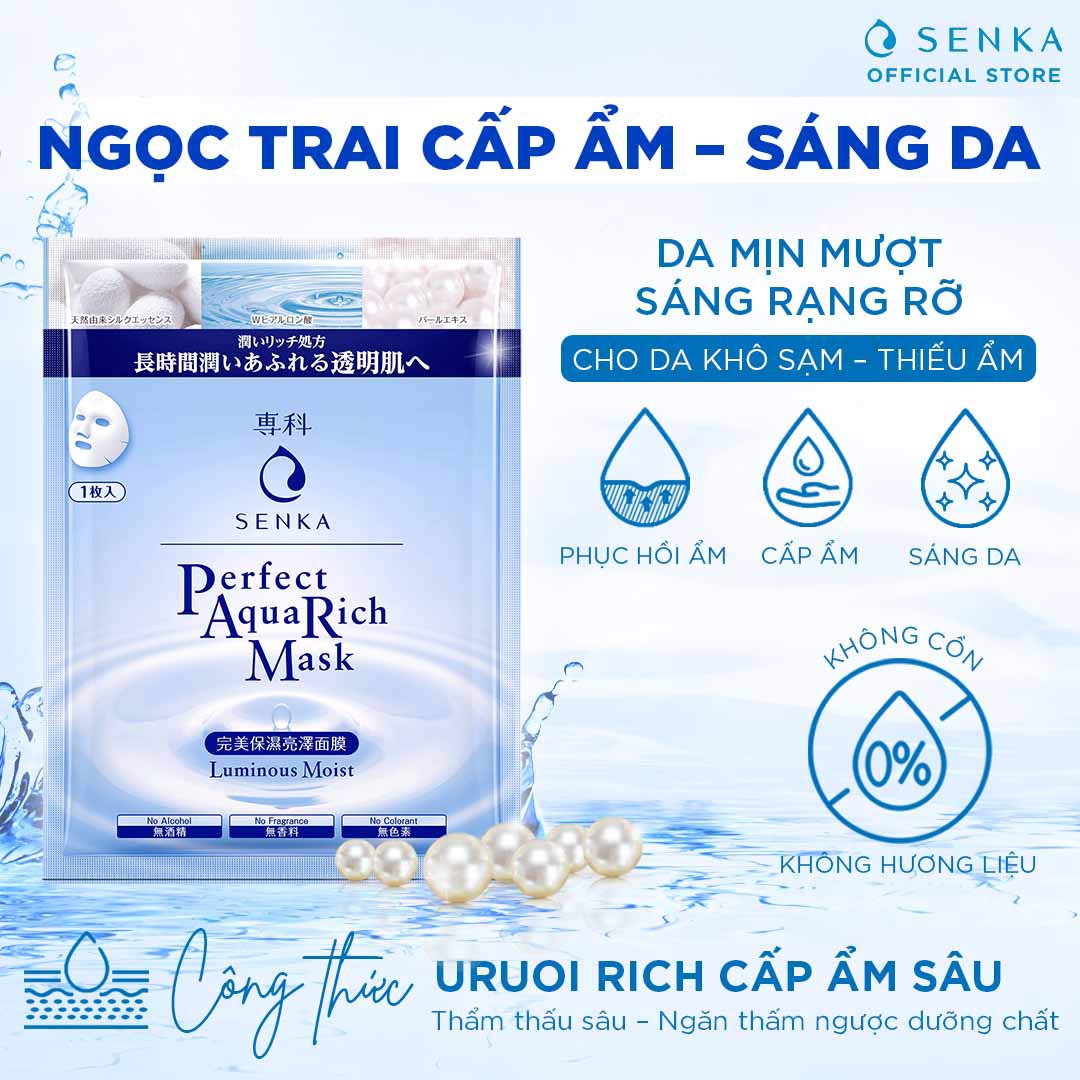 [GIFT Mặt nạ Dưỡng ẩm sáng mịn Senka Perfect AQua Rich - Luminous Moist Mask 25ml