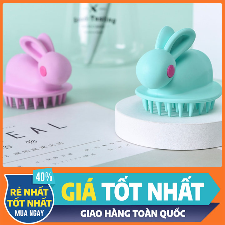 Lược gội đầu silicon cao cấp giúp thử giản đầu óc khi sử dụng hình con thỏ siêu đáng yêu