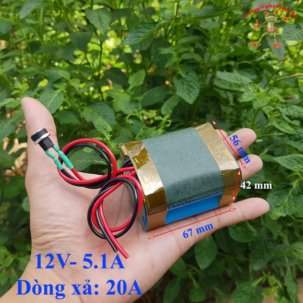 Khối pin NATIONAL 6 cell XANH 12v 5100mAh  CÓ HÀN DÂY VÀ JACK SẠC