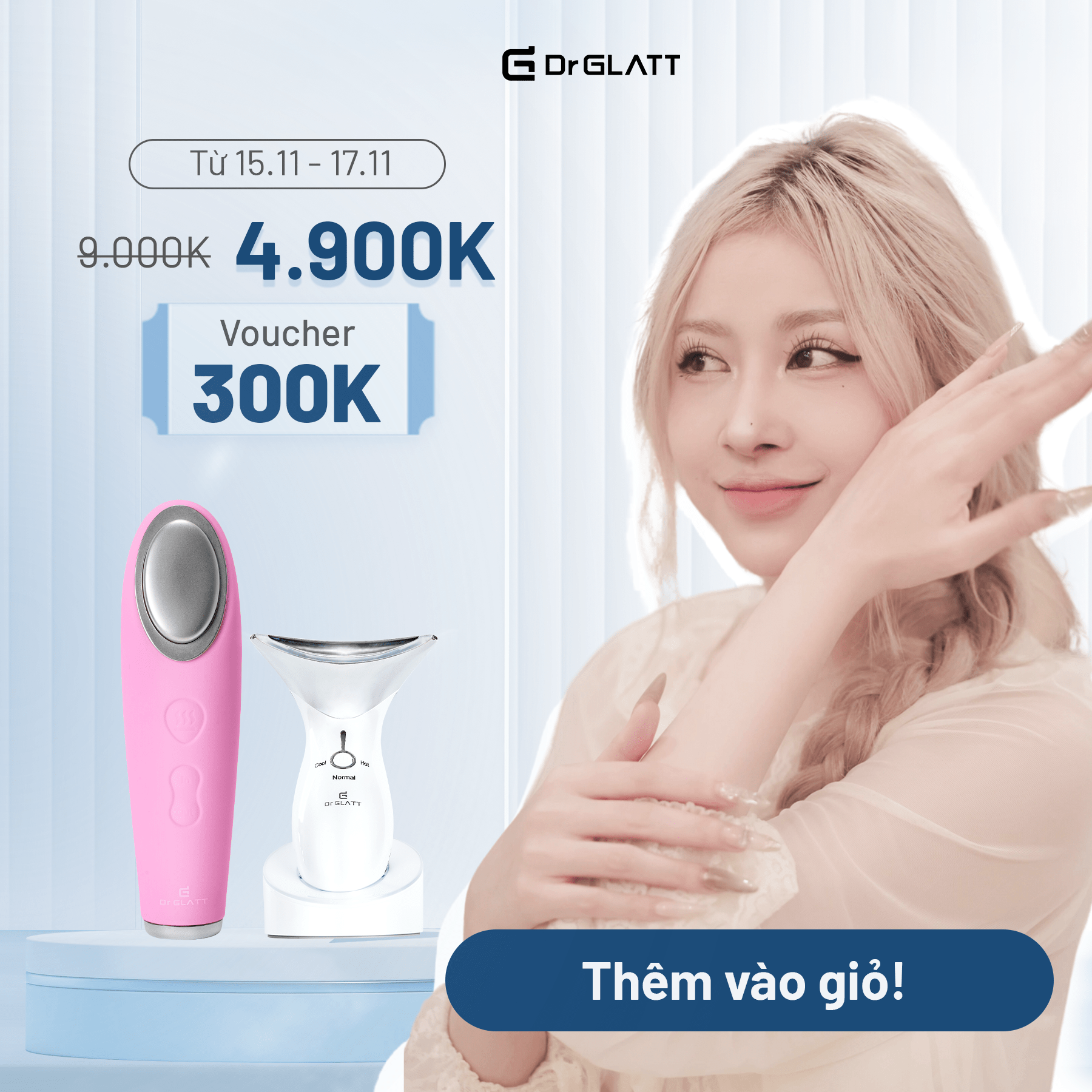[HOÀN 12% - VOUCHER 300K] Set Máy Rửa Mặt & Máy Nâng Cơ Mặt DR GLATT - Tẩy Trang, Sạch Sâu, Nâng Cơ, Tăng Collagen