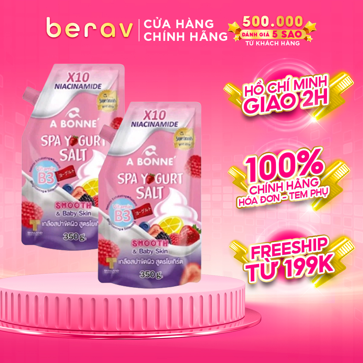 Combo 2 Muối Tắm Sữa Chua A Bonne Tẩy Tế Bào Chết Spa Yogurt Salt Thái Lan 350g