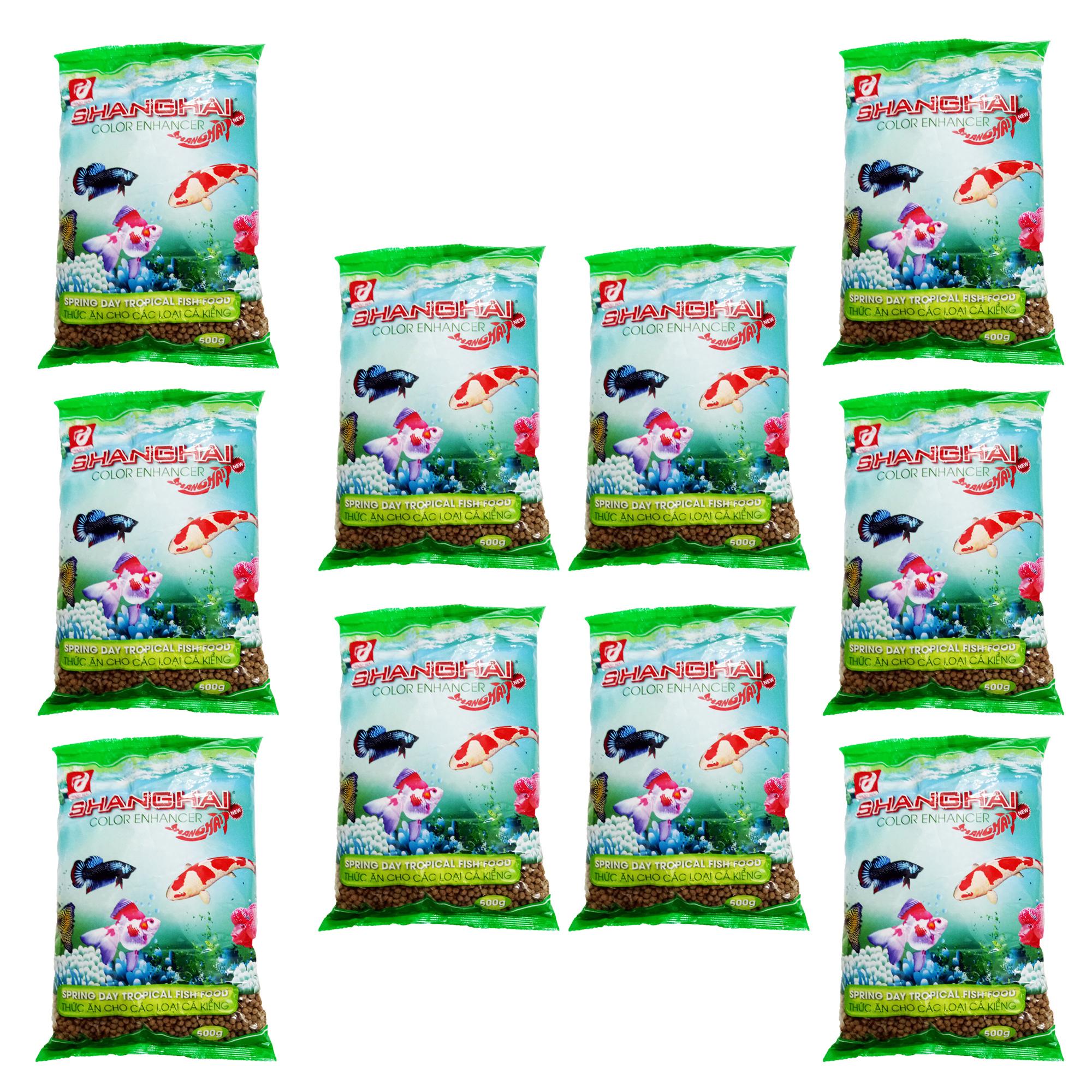Combo 10 Gói Thức Ăn Cá ShangHai Viên Vừa 500g - Cám Cá Cảnh