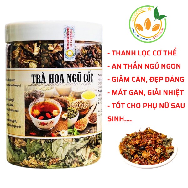 Trà hoa ngũ cốc mát gan, trà hoa thương hiệu Việt giải độc, thanh nhiệt cơ thể (300gr)