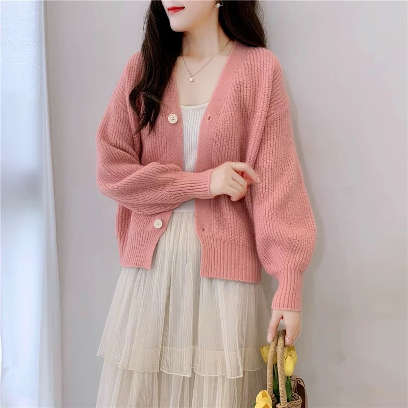 Áo cadigan len xinh xắn, Áo khoac len nữ dáng lửng trẻ trung, chất liệu len dày mềm mịn