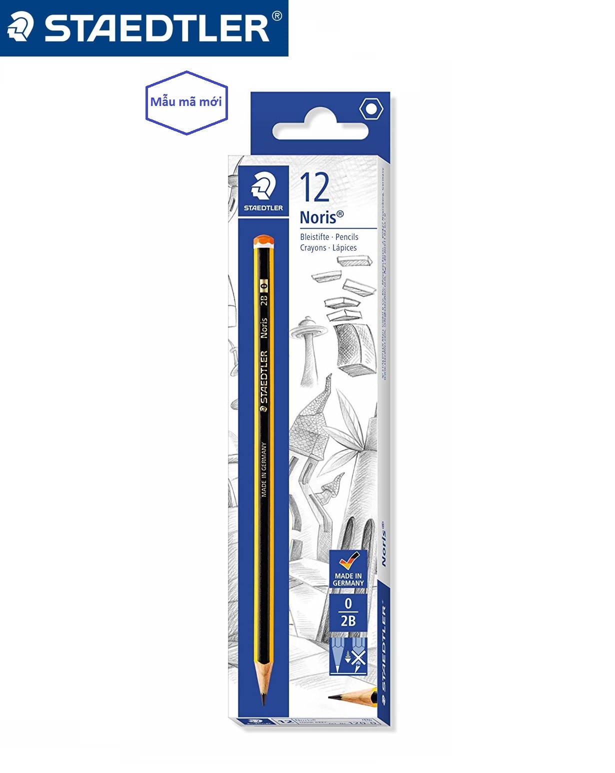 Hộp 12 chiếc bút chì Đức sọc vàng đen STAEDTLER 120-(2B/HB/B/H)