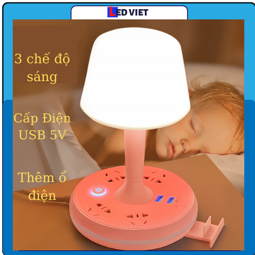 Đèn ngủ để bàn dễ thương, trang trí phòng ngủ, đèn đọc sách để đầu giường, 3 chế độ màu